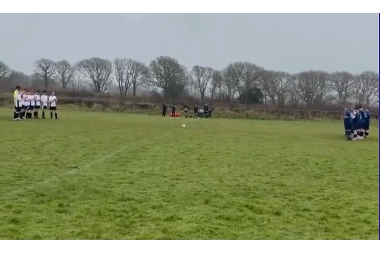 The Llechryd and Ffostrasol players honour Llyr Davies