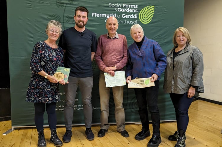 Jacquie Kirk, Huw Richards, David Cassells, Dr Catrin Jones and Cllr Delyth Lloyd at the award ceremony