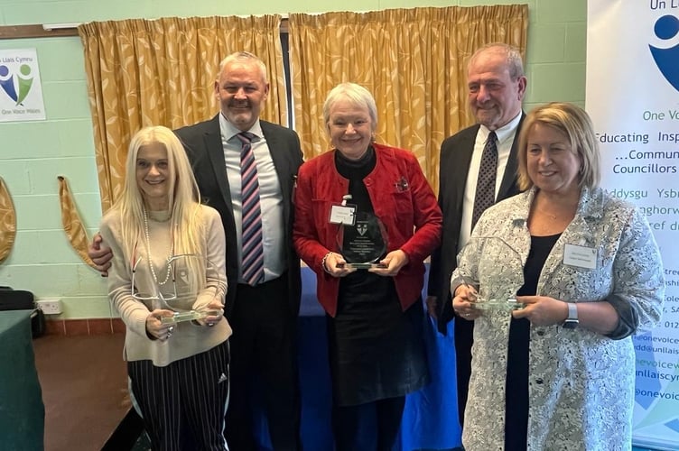 From left to right: Cllr Lowri-Ann Richards, Lyn Cadwallader, Dr Catrin Jones, Cllr Mike Theodoulou and Cllr Delyth Lloyd