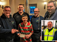 Motorbike club give cheque to rugby club juniors in memory of friend