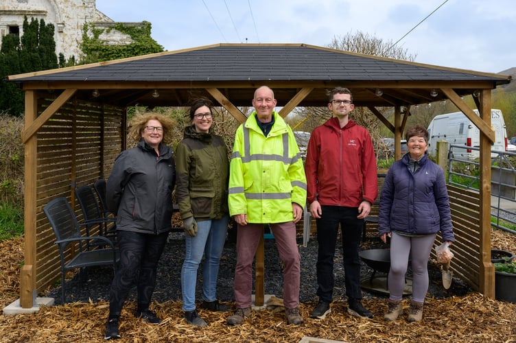 Hannah Rathbone, Helen Clifton, David Entwistle, pub manager Ally Anderson and Dwynwen Thomas with the new events space