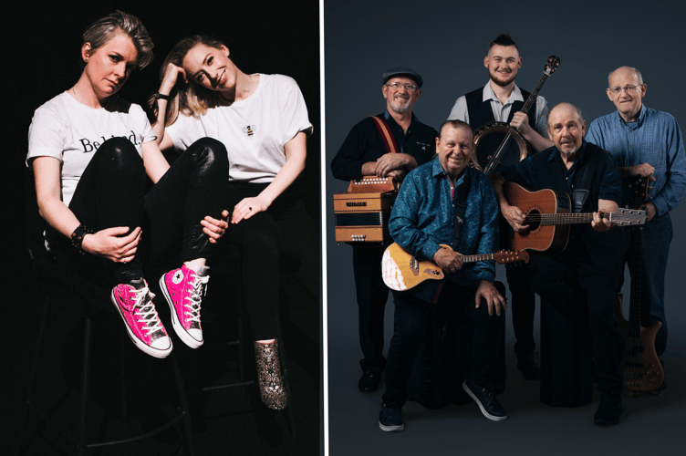 Catrin Finch and Aoife Ní Bhriain (left) and The Fureys (right)