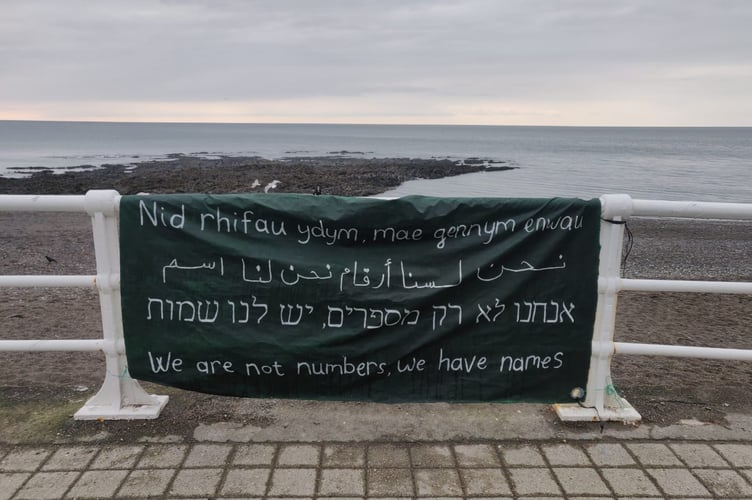 Messages were brought and tied to the beach railings