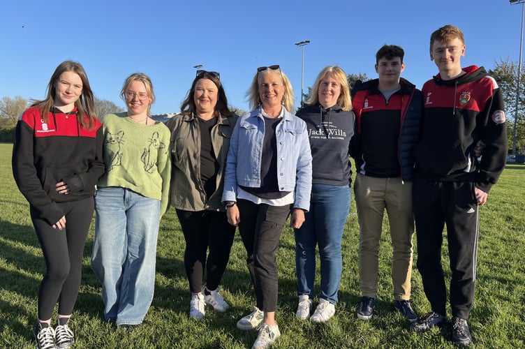 Students from AUSWP with Rhian Davies, Elinor Powell and Vikki Foale from Bronglais Hospital League of Friends