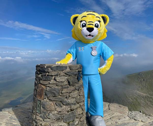 The Tŷ Gobaith Tiger at the summit of Yr Wyddfa (Snowdon)