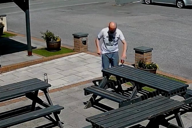 Saved â pub-goer picks up his pint unscathed after a âmini tornadoâ blew threw the car park and past the beer garden of the Begelly Arms in Saundersfoot, West Wales, on May 19, 2024. Release date May 23 2024. This is the hilarious moment a man saved his pint from a 'mini tornado' in a pub beer garden. CCTV footage shows drinkers running away from the 'dust devil' which tore through The Begelly Arms car park. It hit the hotel and restaurant near Saundersfoot in Wales at around 1:50pm on Sunday (19 May) - leaving locals scattering. But one brave customer is seen rushing to the aid of an unattended pint left on a nearby table. Landlord, Peter Adams, said: "My wife and I were outside under the canopy talking to some customers we hadn't seen for a while.