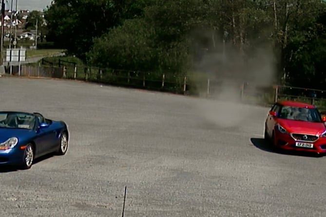 âMini tornadoâ begins to form in the car park of the The Begelly Arms near Saundersfoot, West Wales. Release date May 23 2024. This is the hilarious moment a man saved his pint from a 'mini tornado' in a pub beer garden. CCTV footage shows drinkers running away from the 'dust devil' which tore through The Begelly Arms car park. It hit the hotel and restaurant near Saundersfoot in Wales at around 1:50pm on Sunday (19 May) - leaving locals scattering. But one brave customer is seen rushing to the aid of an unattended pint left on a nearby table. Landlord, Peter Adams, said: "My wife and I were outside under the canopy talking to some customers we hadn't seen for a while.