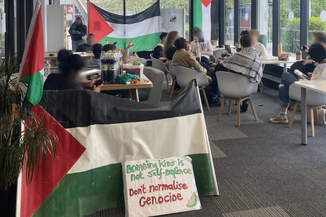 Protestors in support of Palestine have staged a sit-in at Aberystwyth University