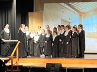 Young performers prepare to take the stage in Aberaeron