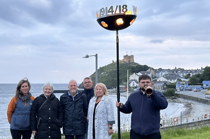 Cllr Angela Jones, Dr Catrin Jones, Clerk, Cllr Dr Peter Harlech Jones, Cllr Wayne Roberts, Cllr Delyth Lloyd, Dan Evans. Photo: Ben Rosen