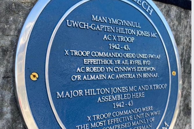 The blue plaque honours war hero Major Bryan Hilton-Jones M.C.