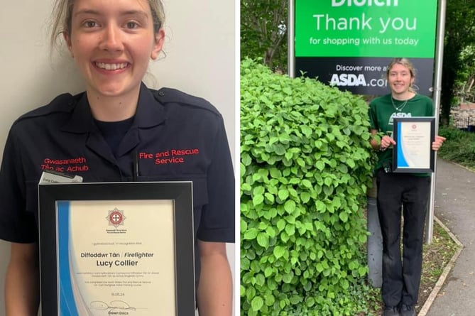 Lucy Collier, 22, now has two uniforms working as an on-call firefighter and an Asda employee