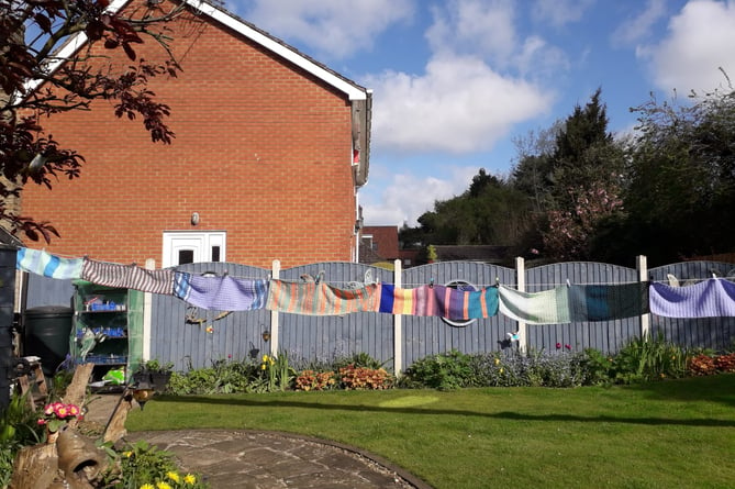 Scarves on a washing line. Photo: Sally Hendry