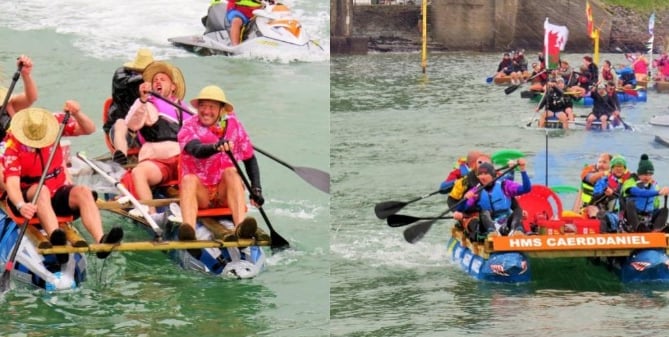 On Sunday there was a well-attended raft race. Photos: We Love Green Spaces in Barmouth and Simply Barmouth