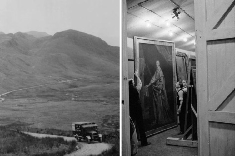 Planning document images of the road leading to Manod Quarry, left, and the storage facility there in the Second World War