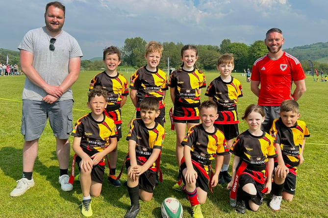 Young rugby players from Ysgol Godre'r Berwyn