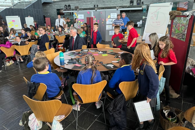 Pupils at the event in the Senedd on 17 June