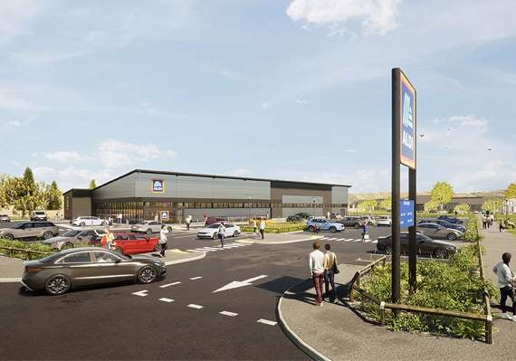 An artist's impression of the proposed Aldi store in Lampeter