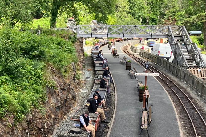 The gravity-run slate train going down through Tan Y Bwlch station. Photos: Donna and Geoff Radley