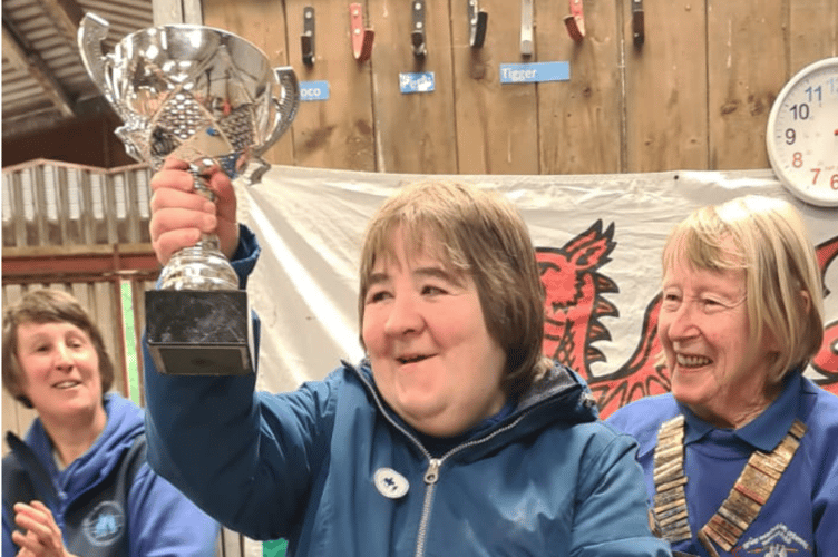 Tywyn Inner Wheel President Lynda Morris is pictured presenting the Di Derry award to Ellie Williams