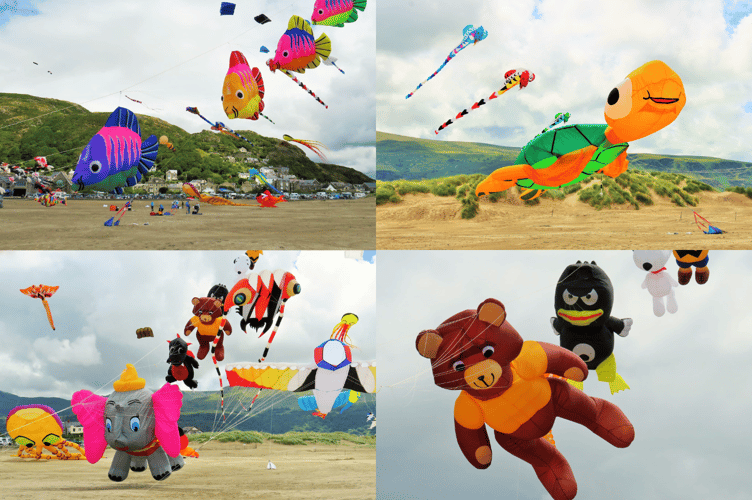 Some of the spectacular kites on show in Barmouth. Photos: Barmouth Kite Festival Facebook page