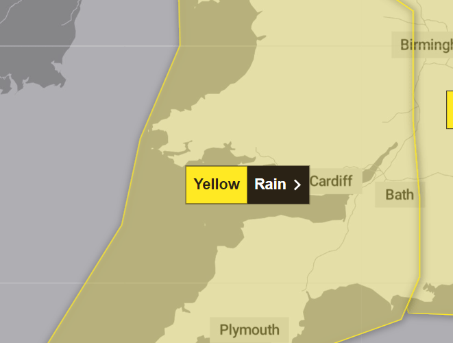 The Met Office weather warning covers almost all of Wales.