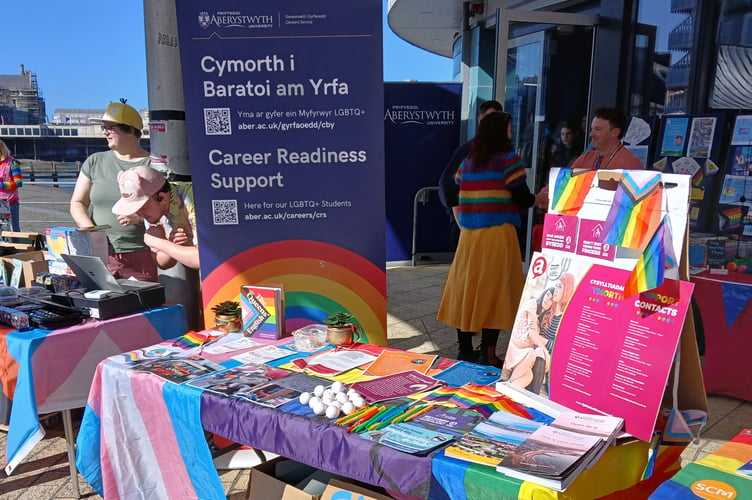 The Aberystwyth University stand at Pride on the Prom in Aberystwyth