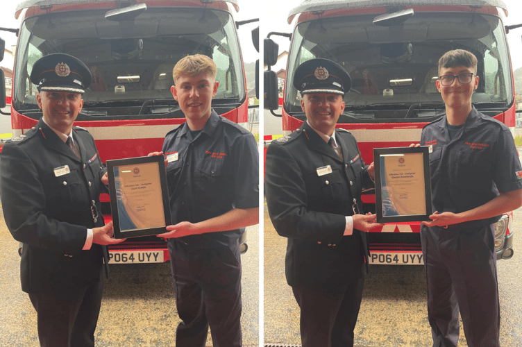 Liam (left) and Owain (right) have joined Bala Fire Station as on-call firefighters