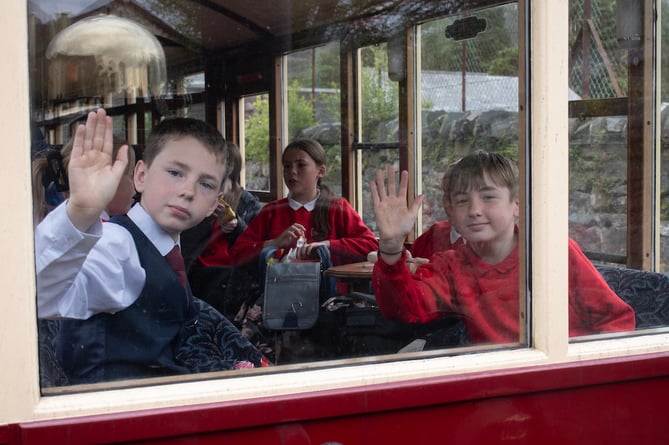 The Ffestiniog and Welsh Highland Railways welcomed the whole of Ysgol Maenofferen infant and junior school to Blaenau Ffestiniog station