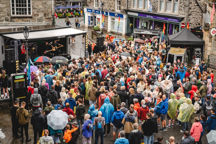 Crowds gathered in Dolgellau