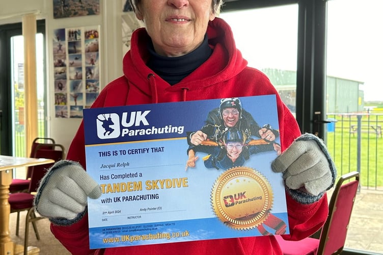 Jacqui Relph, 80, after her skydive. An 80-year-old woman has done a daring 13,000-foot high skydive on her birthday to remember her grandson after his death. Jacqui Relph, 80, wanted to honor her grandson Frank Cleal, who tragically passed away from cancer at the tender age of 13 in June 2021. Franks brother, Stan Cleal, 17 and his father, Eddie Cleal, 57 completed a skydive in July 2022 as part of his 16th birthday celebration and raising over £2k for the charity fund. Determined to raise money for the Be More Frank charity fund, created by the family, she planned a skydive which has since raised £2k. 