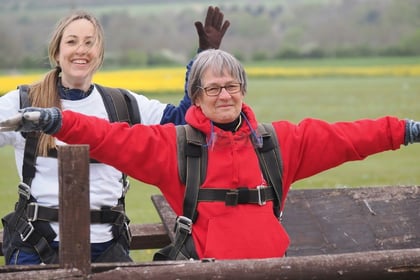 Ceredigion woman completes 13,000ft sky dive in memory of grandson