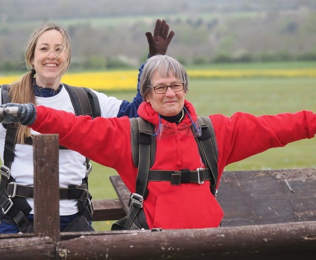 Ceredigion woman completes 13,000ft sky dive in memory of grandson