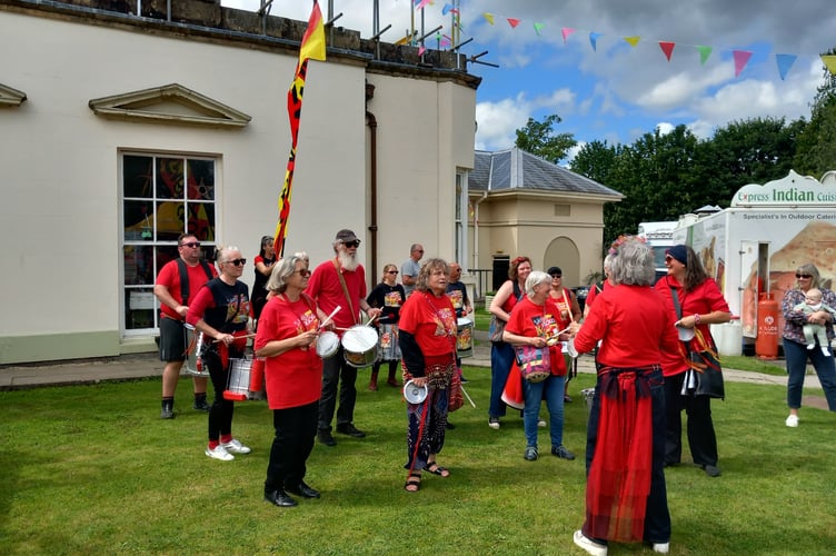 Samba Agogo led the parade through Machynlleth and played at Y Plas. Photo: Julie McNicholls Vale