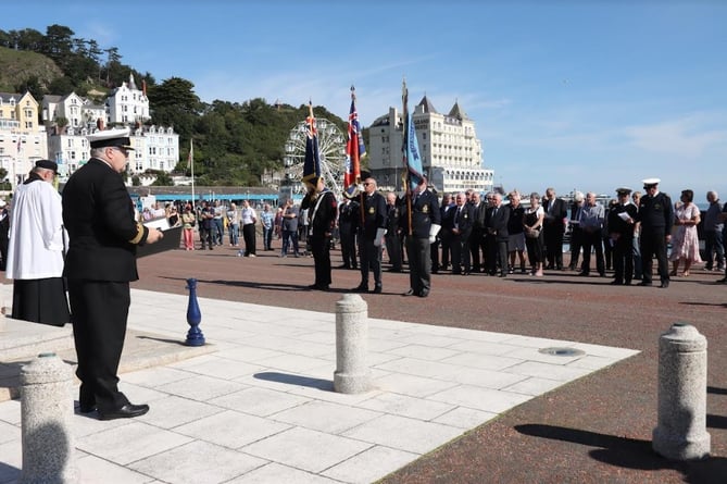 The North Wales branch of the Merchant Navy Association marked their Merchant Navy Day with a service at the Llandudno War Memorial. Photo: Gwyn Jones