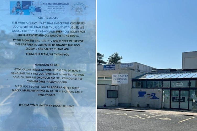 A sign at the pool says it is now closed but the honesty box in the car park remains to finance the pool closure and safety