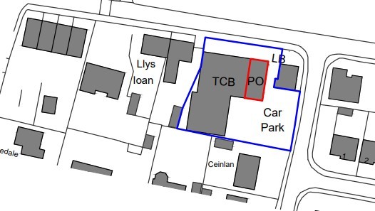 Location of Morfa Bychan Chip Shop plan in red. Image: Gwynedd Council planning application document