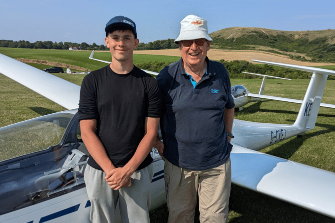 Justin and his instructor, Graham. from the London Gliding Club