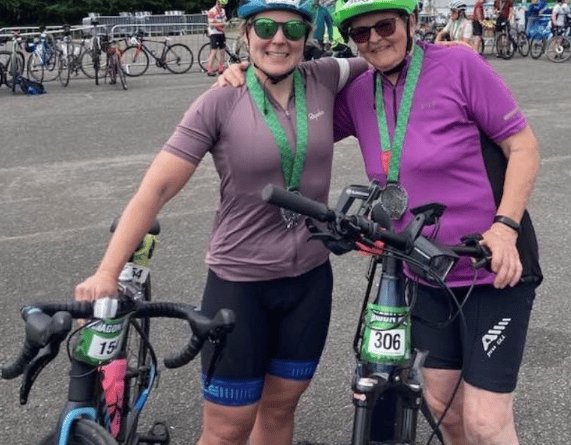 Shelagh's daughter Jayne kept her mum motivated on the ride