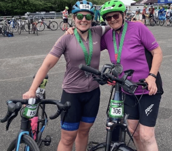 Shelagh's daughter Jayne kept her mum motivated on the ride