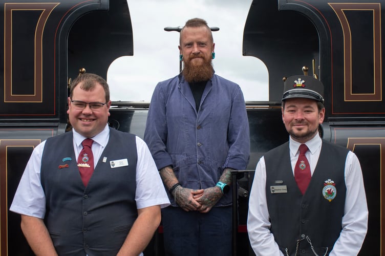 Oliver Bennett, Chris Harrison and Stephen Greig have clocked up 25 years each on the railway. Photo: Chris Parry