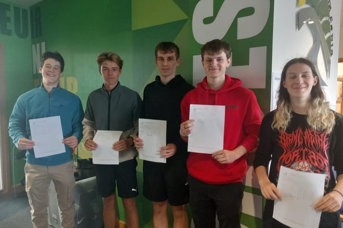 Some of the Ysgol Bro Teifi students who collected their results on Thursday, 15 August