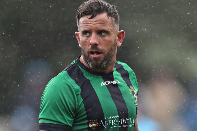 COLWYN BAY, CONWY, WALES - 29th MARCH 2024 - Aberystwyth's Jonathan Evans during Colwyn Bay FC vs Aberystwyth Town in round 29 of the JD Cymru Premier at The Four Crosses Construction Arena, Colwyn Bay (Pic by Sam Eaden/FAW)