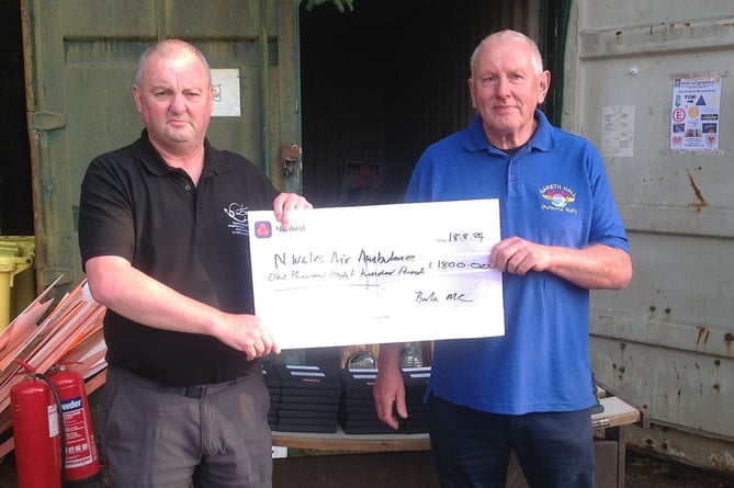 Cheque presentation to North Wales Air Ambulance