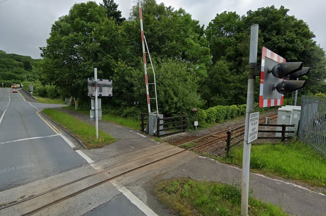 The railway line through Glan Yr Afon Industrial Estate