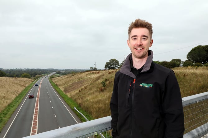 Jones Bros sub-agent Gruffydd Rowlands next to the A487 Caernarfon and Bontnewydd bypass