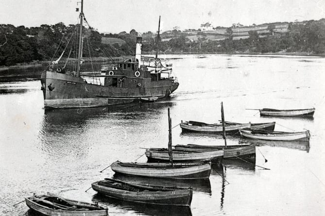 One of the photographs Glen Johnson will share is this one of Ben Reine sailing past St Dogmaels salmon boats, circs 1934