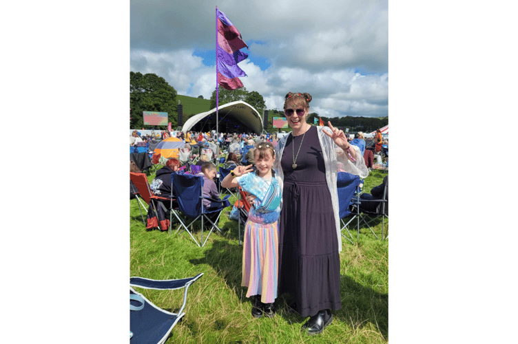 Lucy Pearson and daughter Phoebe enjoying the festival