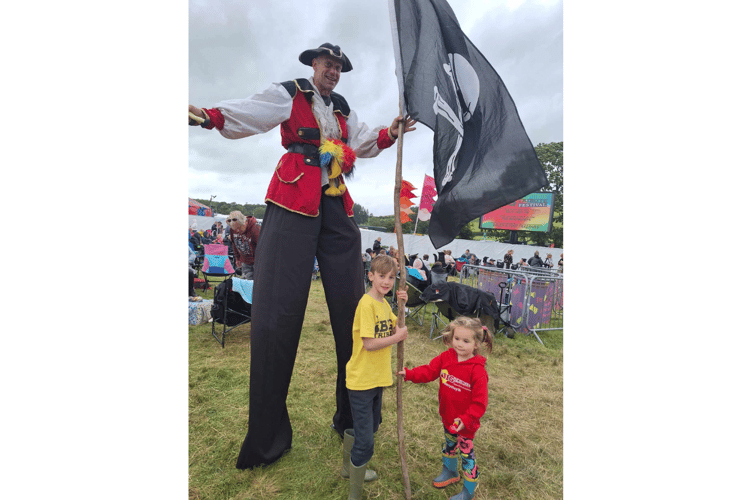 Jack and Daisy enjoyed meeting a pirate on stilts