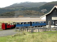 Fairbourne railway and Barmouth Bridge train crossing in one image